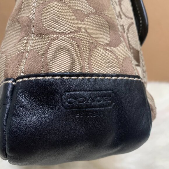 COACH Legacy Turnlock Khaki/Black Shoulder Bag Signature Hobo F12869 - Picture 5 of 14